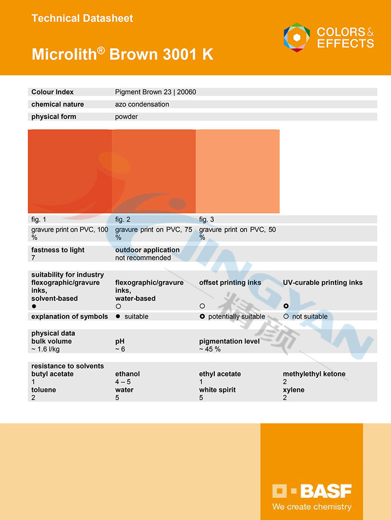 巴斯夫微高力3001K预分散颜料TDS报告